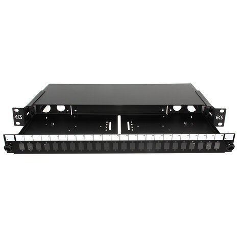 TUS fiberbox 24xLCD inkl front utdragbar obestyckad exkl. skarvstycken/adaptrar